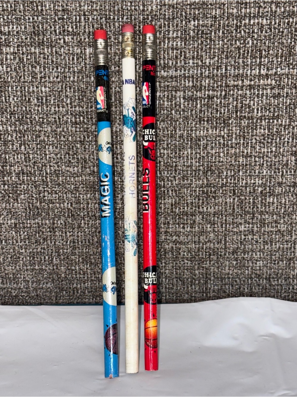 Vintage NBA Pencils Lot Of 3 Chicago Bulls Charlotte Hornets Orlando Magic